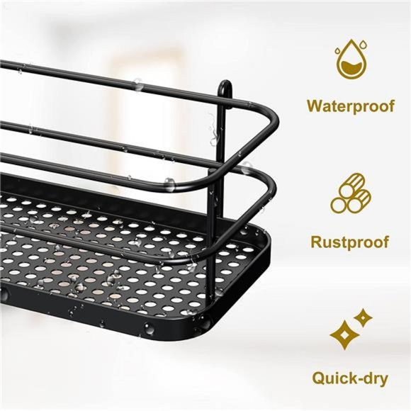 5 Tier Over the Shower Door Caddy, Adjustable Rustproof Shower Organizer, Black - Picture 14 of 14